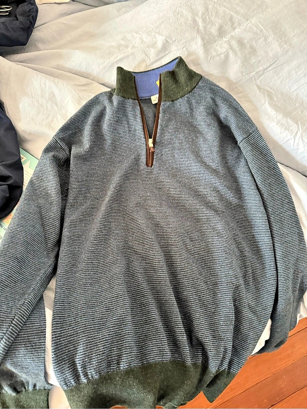 Peter Millar Merino Wool Quarter Zip Gray Large
